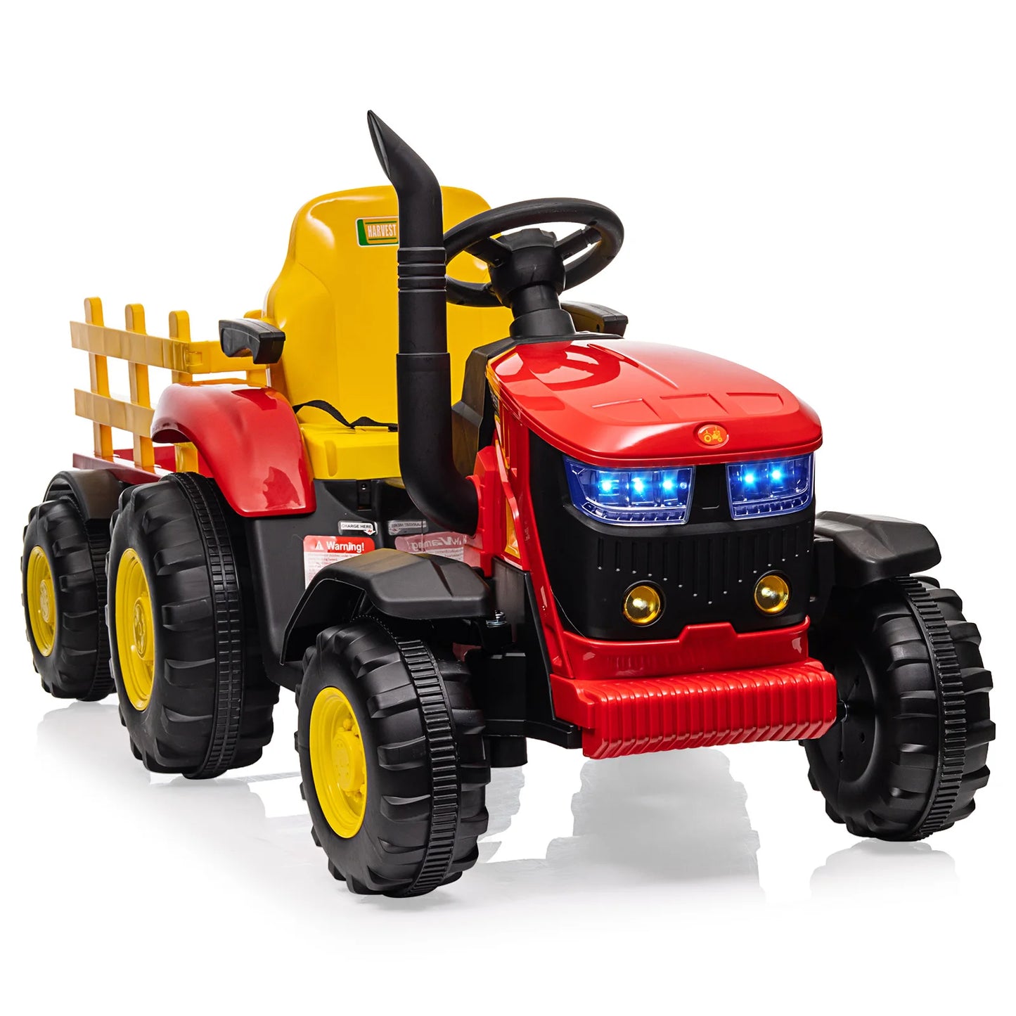 12V Battery Powered Kids Ride On Tractor Toys with Remote Control 35W Dual Motors Bluetooth Music 3-Gear Shift Safety Belt 3-6Y
