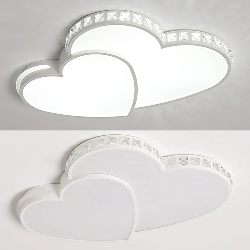 Modern Heart Shaped Ceiling Lights Crystal LED Flush Mount Lamp Cartoon Children's Room Living Room Bedroom Lamp Fixture