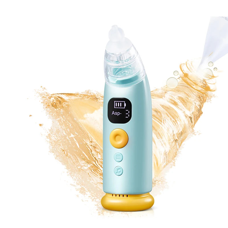 Electric Baby Nose Vacuum Cleaner Adjustable Infant Nasal Aspirator Rechargeable with 3 Silicone Nozzles for Newborns Toddlers