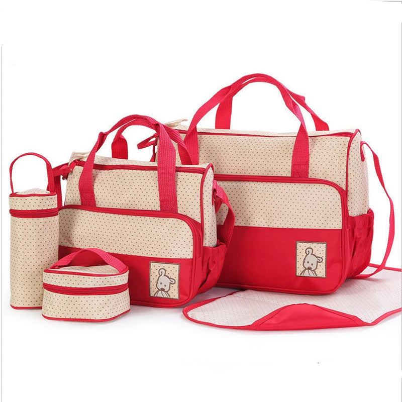 Mom Bag Five-piece One-shoulder Large Capacity Bag Mom Baby Multi-function Waterproof Outdoor Travel Diaper Bags For Baby Care