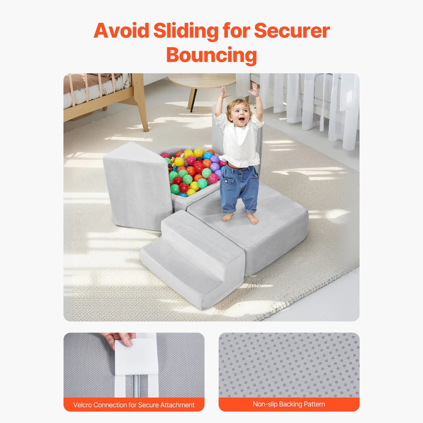 VEVOR 5-Piece Baby Foam Climbing Blocks Toys with Ball Pit Kids Indoor Climb and Crawl Activity Playset for Toddlers Crawling