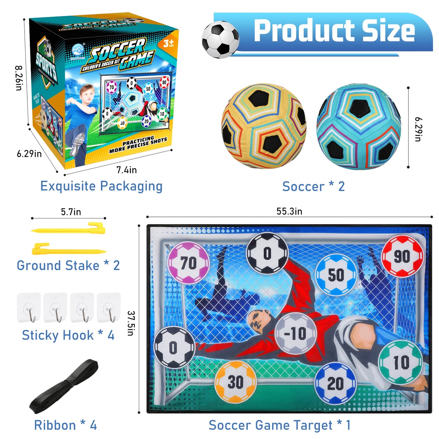 VATOS Football Soccer Sticky Goal Toy Shooting Score Practice Indoor Outdoor Sport Game Penalty Free Kick Training For Boys Gift