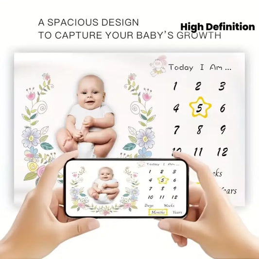 Youngsters Youngsters Milestone Blanket - Monthly Growth Commemorative Photography Prop, Soft Polyester, DIY Youngsters Boy & Gi