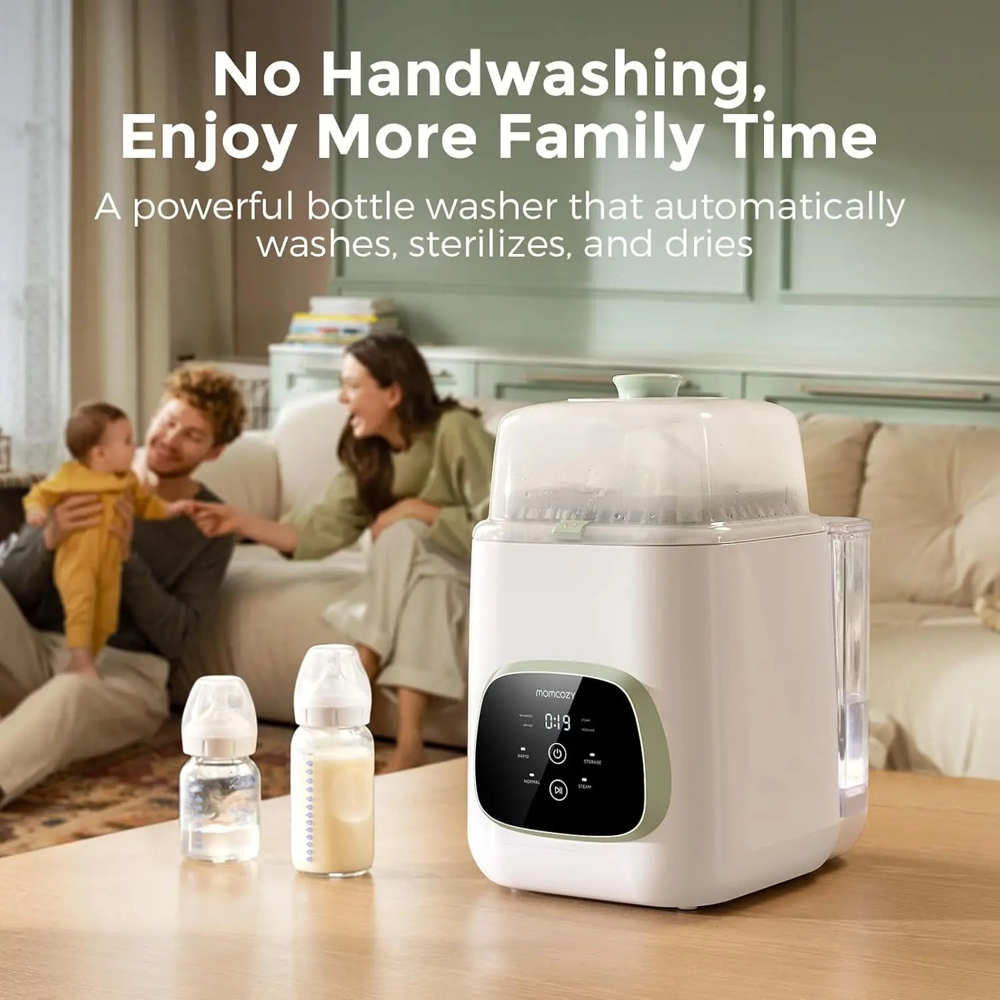 Momcozy Baby Bottle Washer, Sterilizer & Dryer, All-in-One Cleaning Machine for Bottles, Pump Parts & Baby Essentials