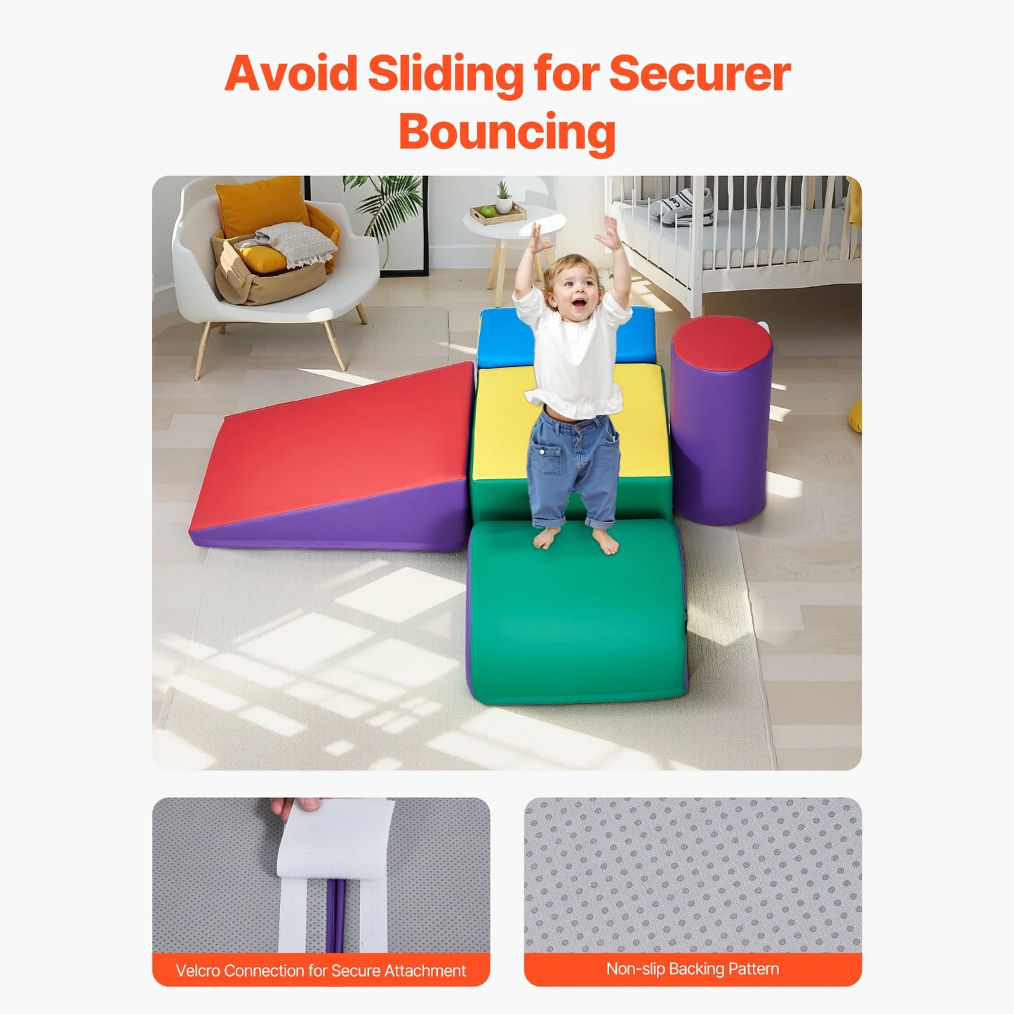 SucceBuy 5Pcs Kids Foam Climbing Toys Activity Playset PU Leather Indoor Crawl Climbing Blocks for Children Crawling & Sliding