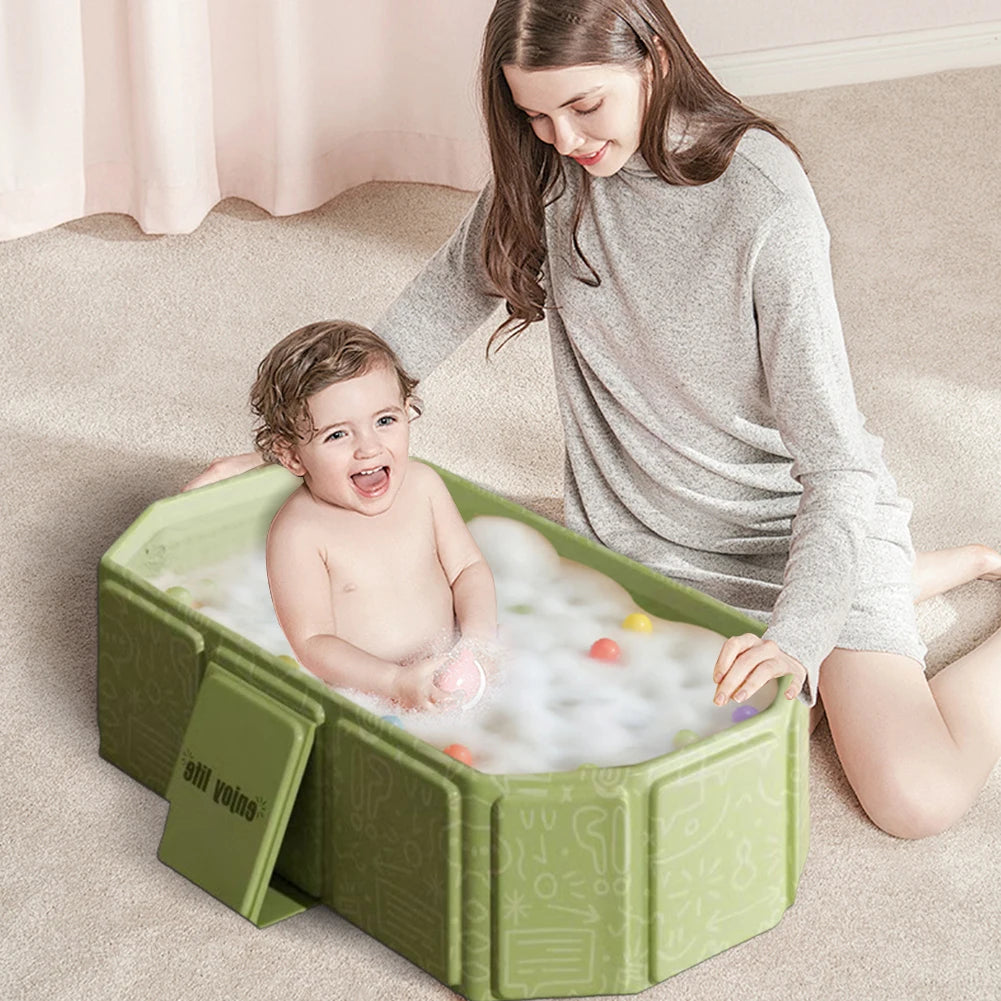 Baby Bathtub for Infants To Toddlers Collapsible Baby Bath Tub with Drain Outlet Shower Basin