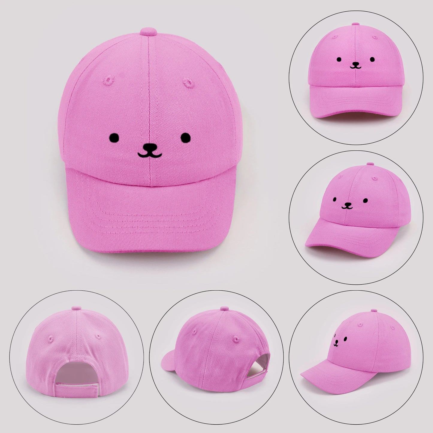 Cartoon Bear Baby Baseball Cap Cute Solid Color Toddler Sun Hat with Ears Summer Adjustable Kids Boy Girl Peaked Cap
