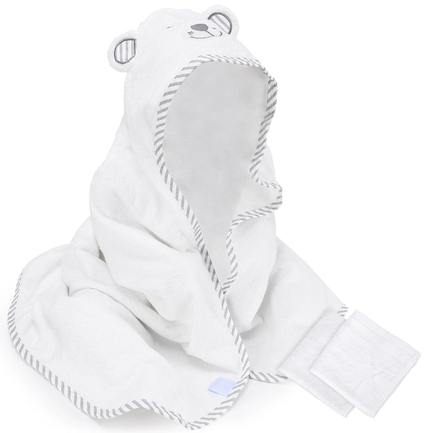 Baby Hooded Towel Organic Bamboo Fiber Baby Bath Towels Bear Embroided Handkerchief Soft Nature Towel for Toddlers
