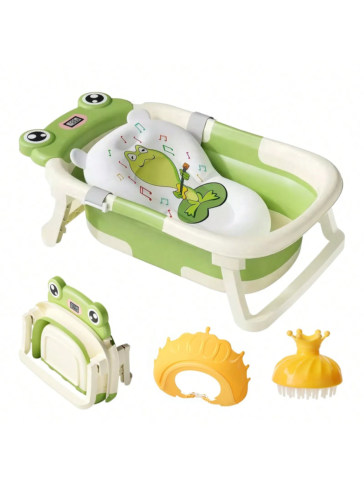 Foldable Baby Bathtub Set for Newborns, Collapsible Baby Tub Portable Travel Baby Thermometer Bathtub for Newborn To Toddler