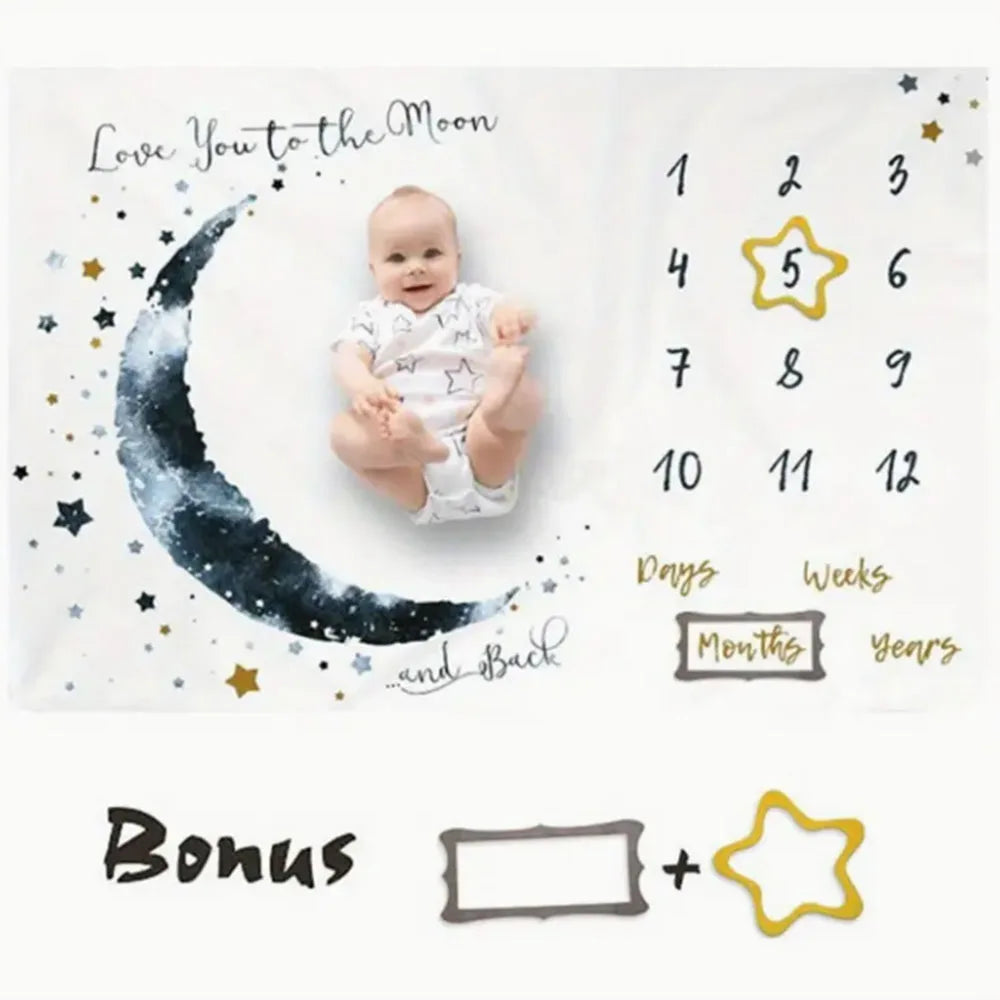 Youngsters Youngsters Milestone Blanket - Monthly Growth Commemorative Photography Prop, Soft Polyester, DIY Youngsters Boy & Gi