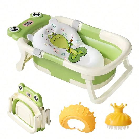 Foldable Baby Bathtub Set for Newborns, Collapsible Baby Tub Portable Travel Baby Thermometer Bathtub for Newborn To Toddler