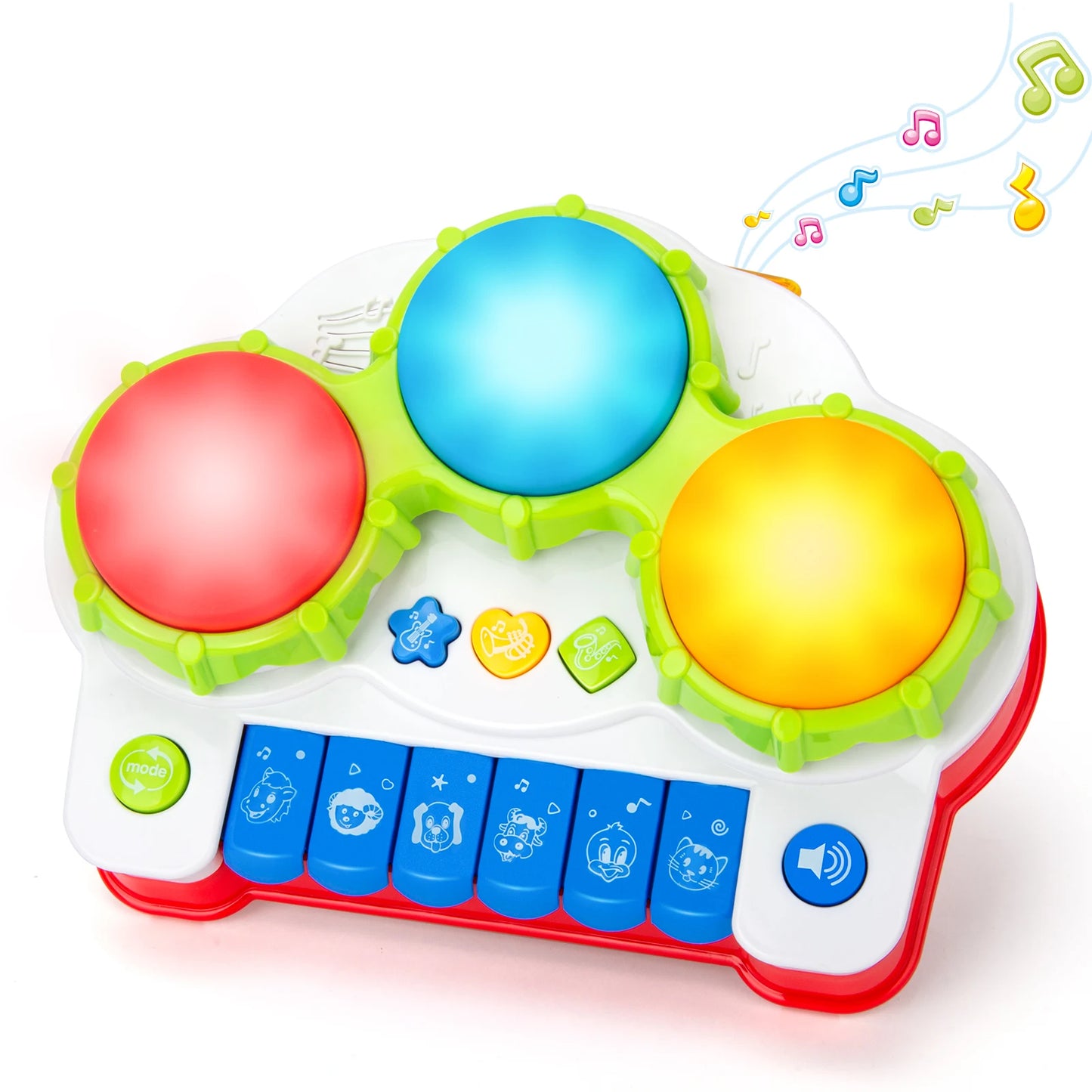 Children's Three-Sided Drum Electronic Keyboard Toy, Switchable in 4 Modes, Suitable for Toddler Play/Parent-Kids Interaction/Pu