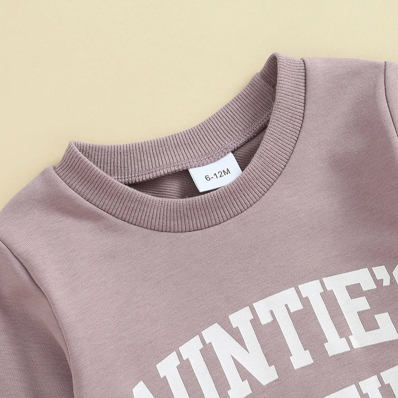 Lioraitiin Toddler Baby Boy Girl Clothes Auntie s Little Bestie Long Sleeve Crewneck Sweatshirt Jogger Pants Set