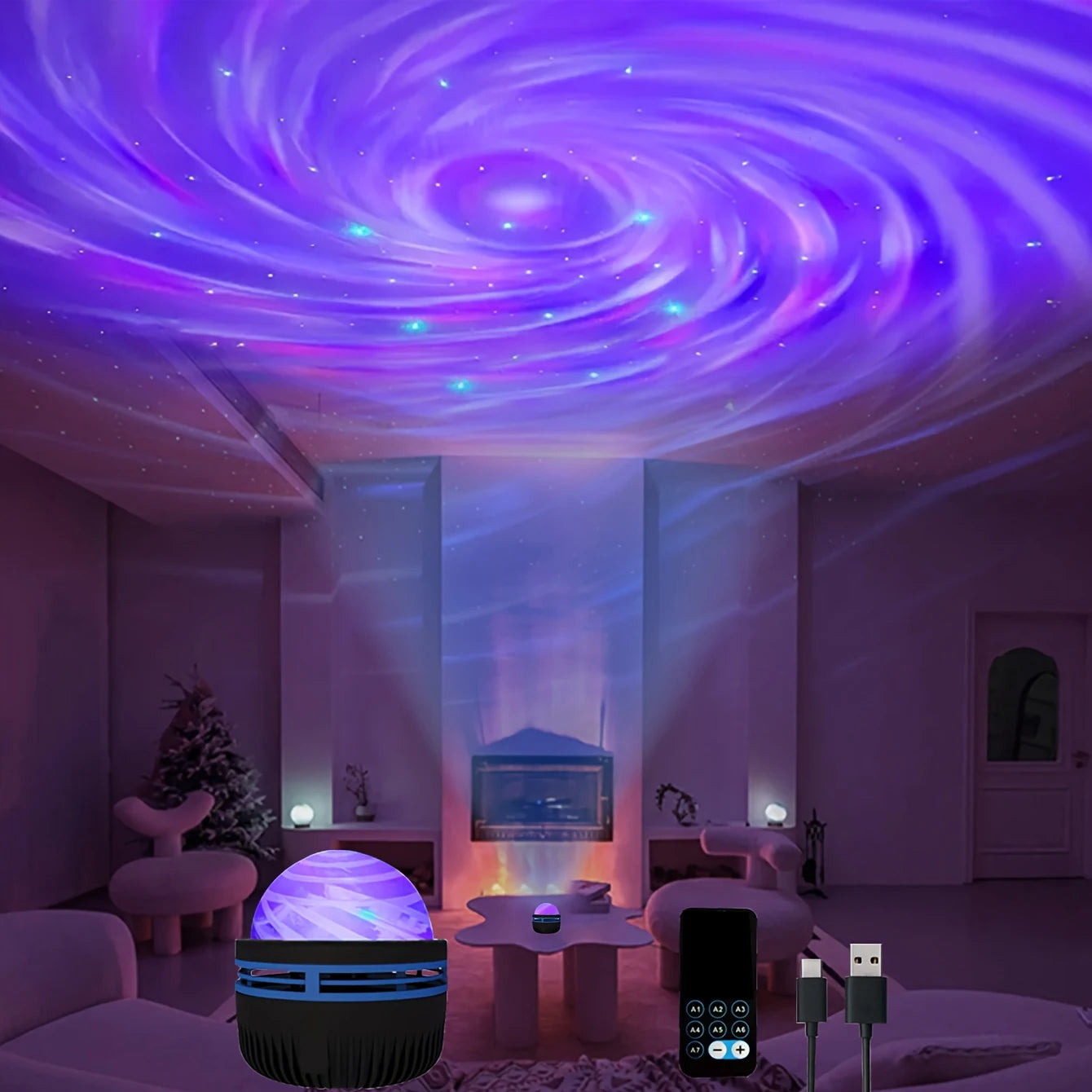 LED Galaxy Projection Light, 2-in-1 Northern Light Projector, Bedroom Night Light, Children's Room Decoration, Party Decoration