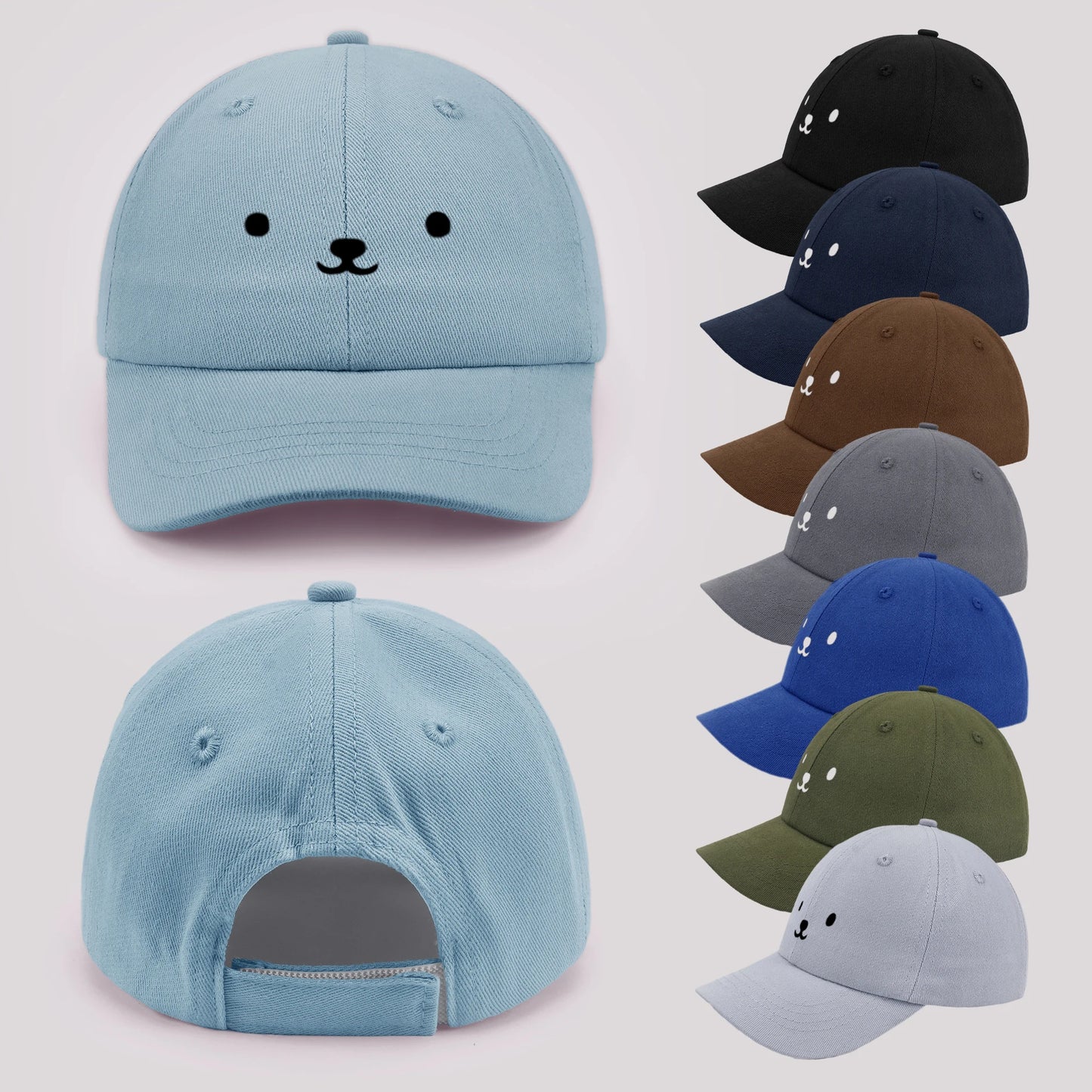 Cartoon Bear Baby Baseball Cap Cute Solid Color Toddler Sun Hat with Ears Summer Adjustable Kids Boy Girl Peaked Cap