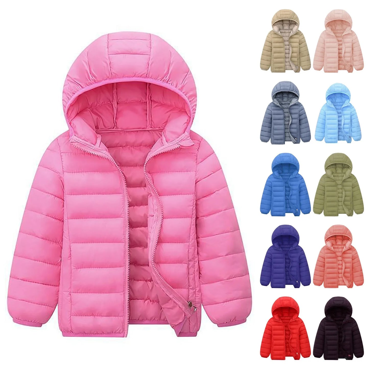 New Children'S Plush Coat Boy And Girls Coat Winter Lightweight Jackets Hooded Outerwear Boys Girls Warm Hooded Outerwear