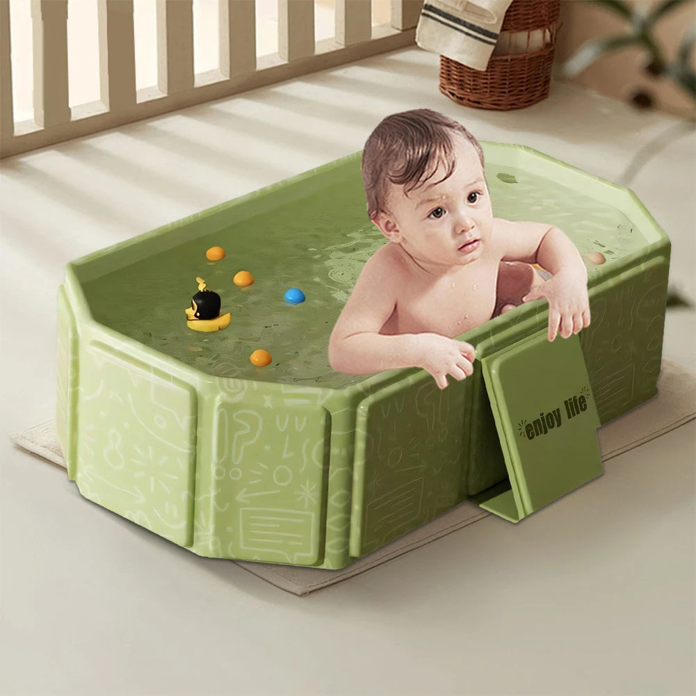 Baby Bathtub for Infants To Toddlers Collapsible Baby Bath Tub with Drain Outlet Shower Basin