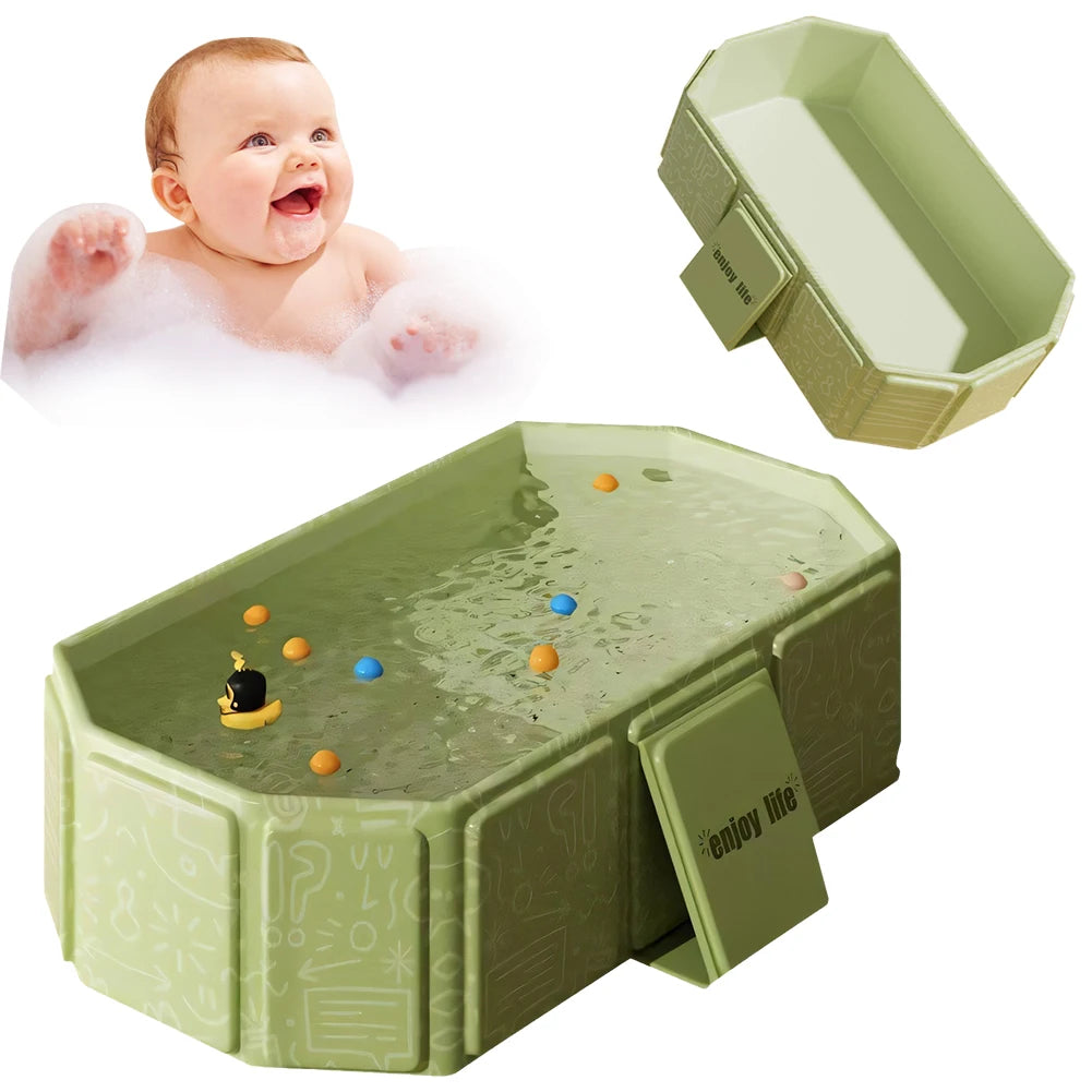 Baby Bathtub for Infants To Toddlers Collapsible Baby Bath Tub with Drain Outlet Shower Basin