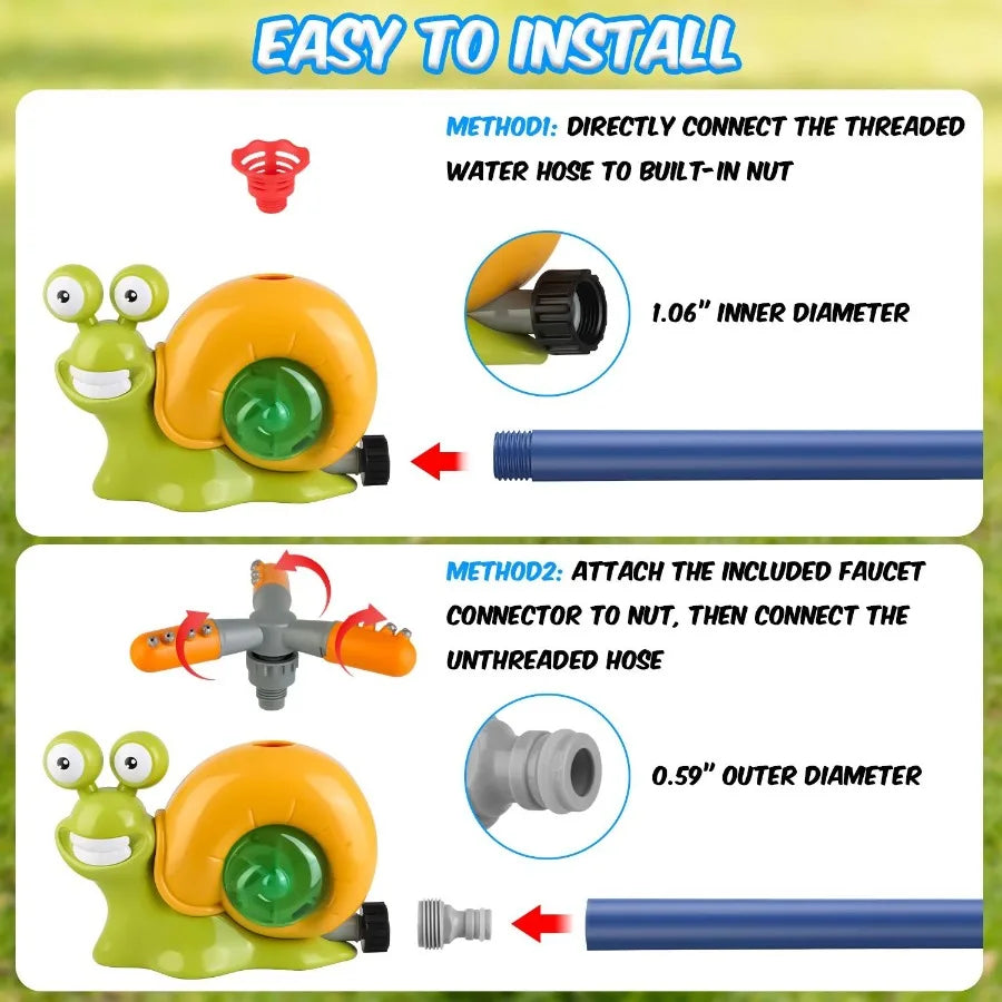 2 In 1 Snail Water Sprinkler Baseball Toy With 2 Sprinkler Nozzles 360 Rotating Spray Baseball Sprinkler Summer Water Toy For 4
