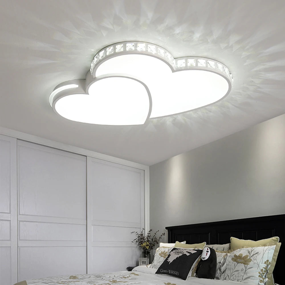 Modern Heart Shaped Ceiling Lights Crystal LED Flush Mount Lamp Cartoon Children's Room Living Room Bedroom Lamp Fixture