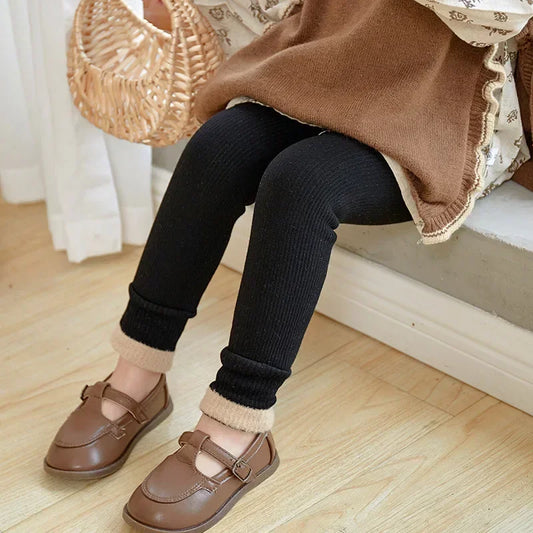2025 Autumn Winter Baby Girls Pant Baby Cotton Warm Leggings Children's Velvet Pants Solid Trousers Kids Clothes Korean Style