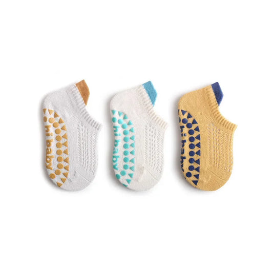 3 Pairs Babys Cotton Thin Mesh Socks Comfy Breathable Kids Boys Girls Non-slip Floor Socks