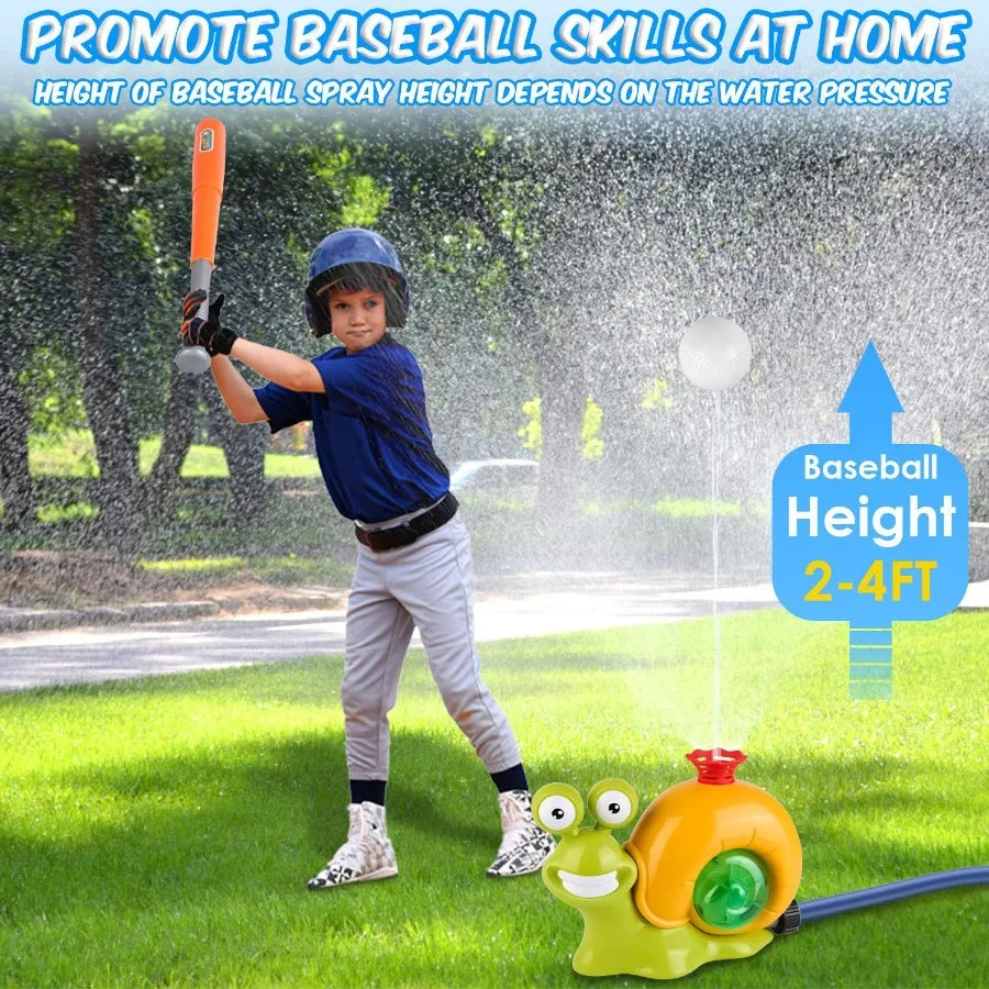 2 In 1 Snail Water Sprinkler Baseball Toy With 2 Sprinkler Nozzles 360 Rotating Spray Baseball Sprinkler Summer Water Toy For 4