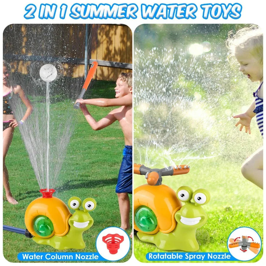 2 In 1 Snail Water Sprinkler Baseball Toy With 2 Sprinkler Nozzles 360 Rotating Spray Baseball Sprinkler Summer Water Toy For 4