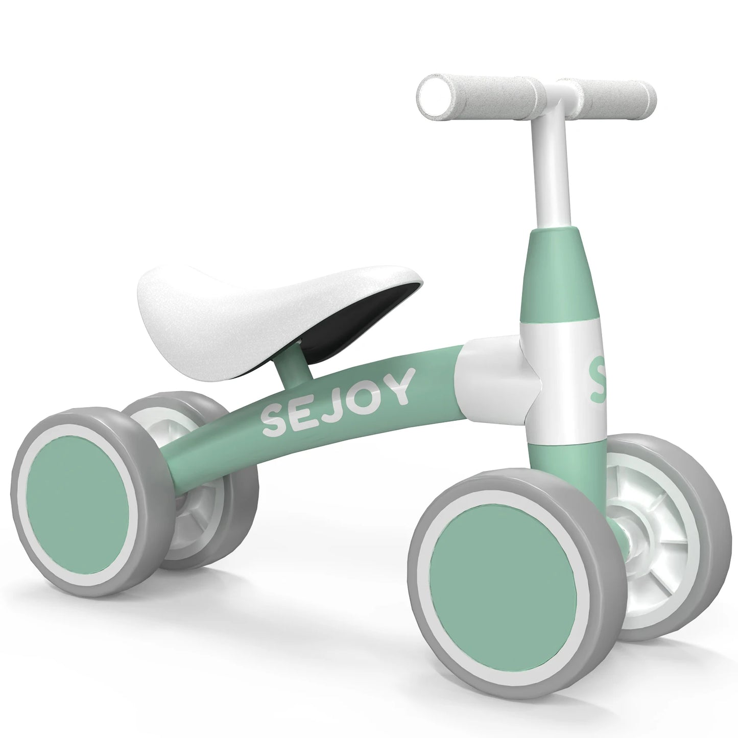 Sejoy Baby Balance Bike for 12-36 Month Toddler Riding Toy 4 Wheels Toddler First Bike,Birthday Gifts Boys Girls,Green/Pink