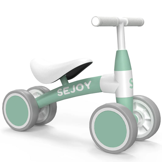 Sejoy Baby Balance Bike for 12-36 Month Toddler Riding Toy 4 Wheels Toddler First Bike,Birthday Gifts Boys Girls,Green/Pink