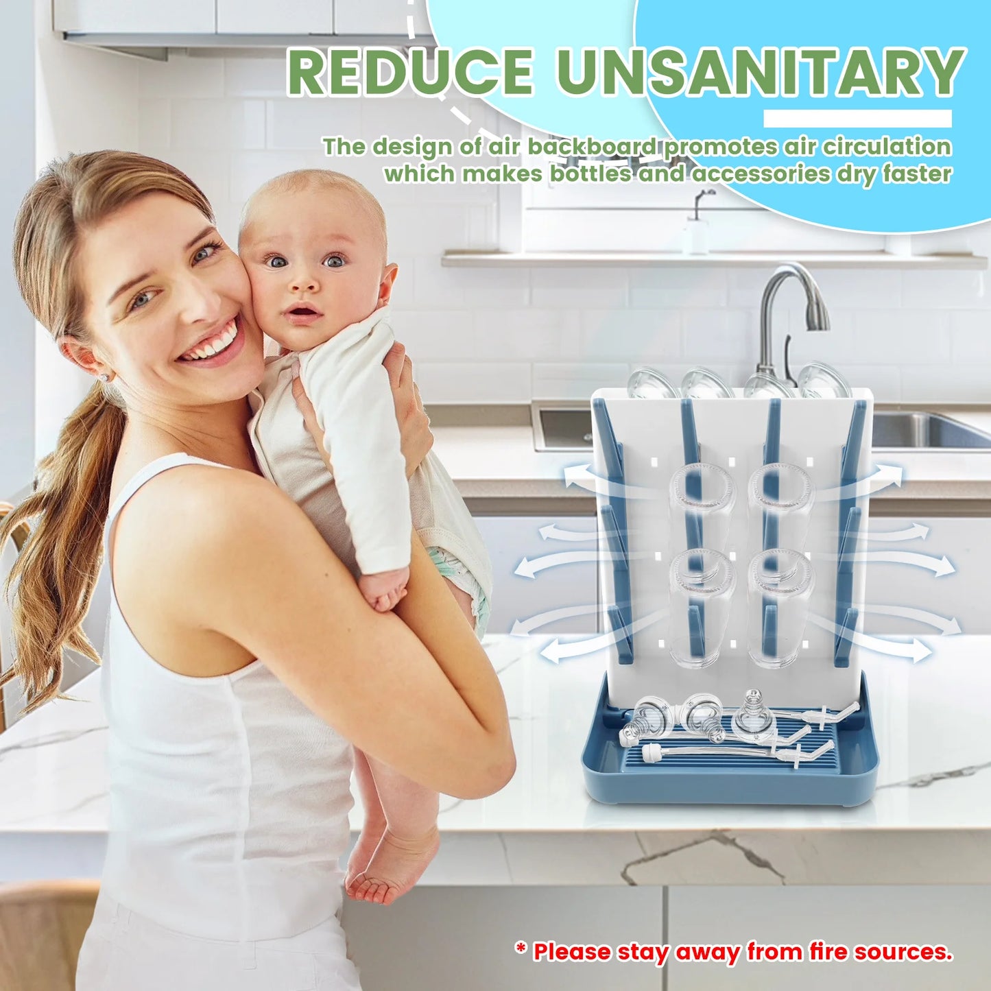 Baby Bottle Dry Rack Baby Bottle Drain Drying Rack Blue Pink Baby Bottle Cleaning Dryer Drainer Space-Saving Storage Drying Rack