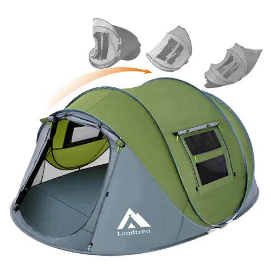 4 Person Easy Pop Up Tent Waterproof Automatic Setup 2 DoorsInstant Family Tents for Camping Hiking Traveling