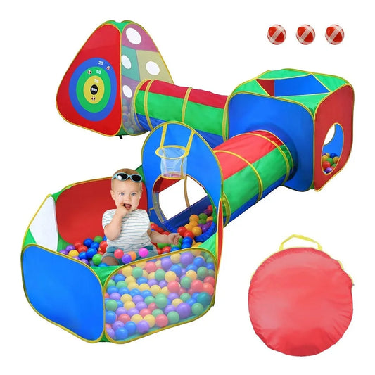 5Pcs Ball Pit Tents Pop Up Playhouse w 2 Crawl Tunnel 2 Tent For Boys Girls Toddlers