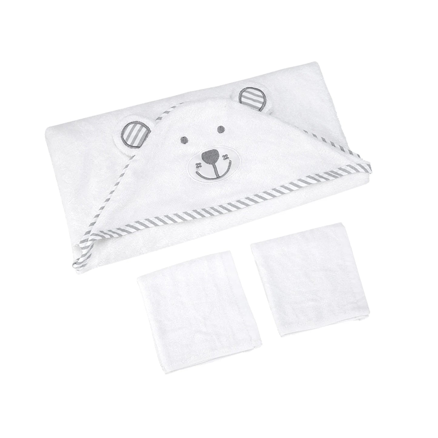 Baby Hooded Towel Organic Bamboo Fiber Baby Bath Towels Bear Embroided Handkerchief Soft Nature Towel for Toddlers