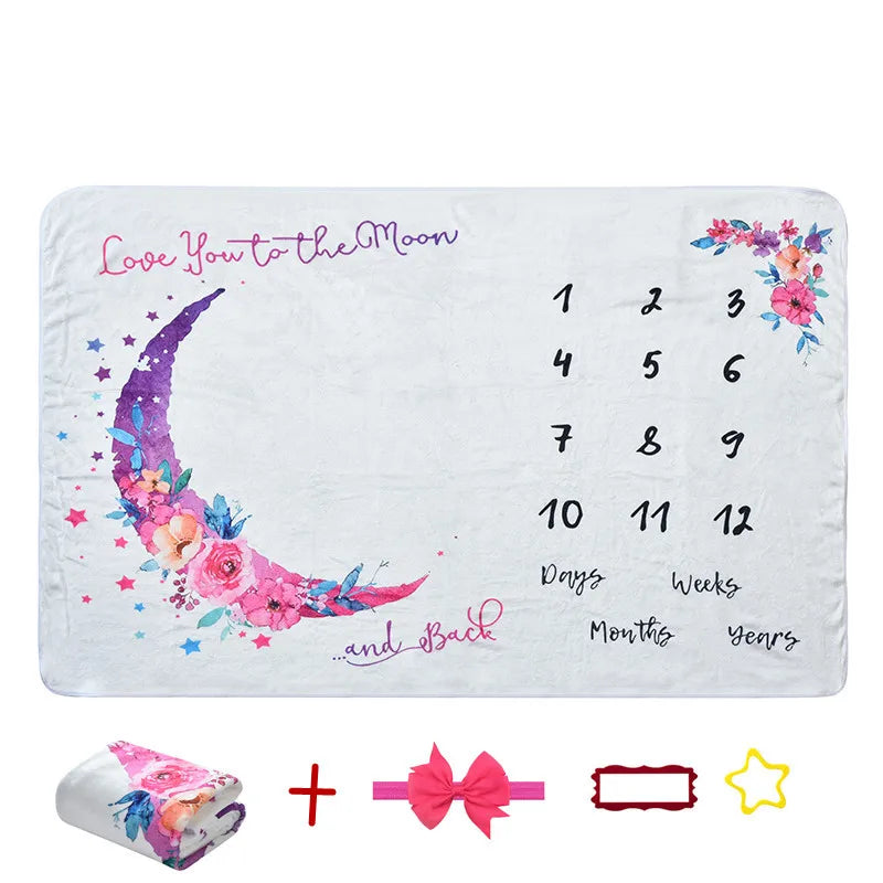 Youngsters Youngsters Milestone Blanket - Monthly Growth Commemorative Photography Prop, Soft Polyester, DIY Youngsters Boy & Gi