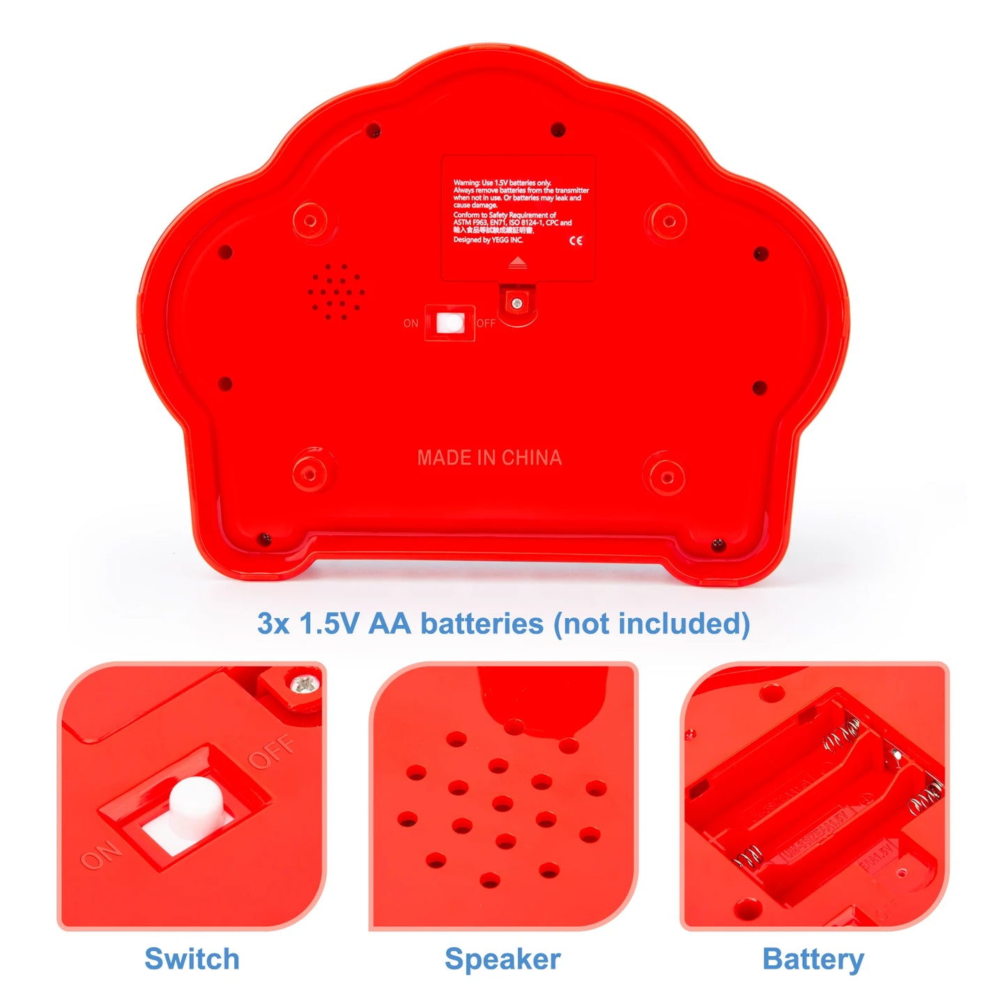 Children's Three-Sided Drum Electronic Keyboard Toy, Switchable in 4 Modes, Suitable for Toddler Play/Parent-Kids Interaction/Pu