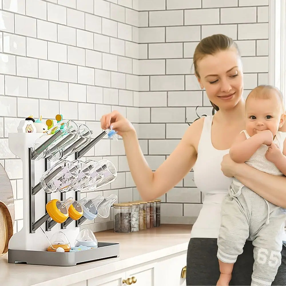 Vertical Baby Bottle Drying Rack Multi Tiered Space Saving Drying and Draining Stand Large Storage Holder Organizer Kitchen