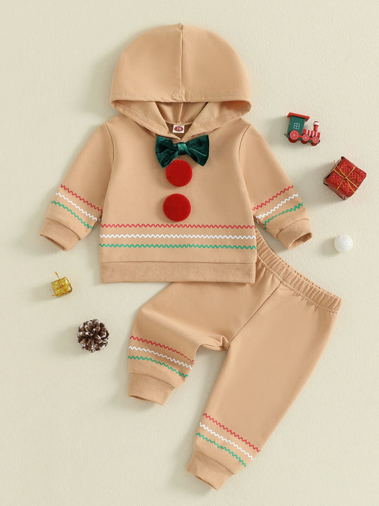 Toddler Christmas Outfit Santa Claus Long Sleeve Hooded Sweatshirt and Elastic Pants 2 Piece Clothes for Baby Boy