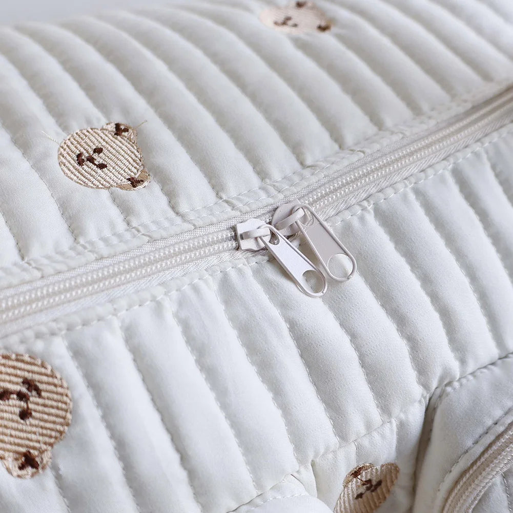 Quilted Baby Diaper Bag Large Mommy Bag Cute Duffle Bag for Women (Bear)