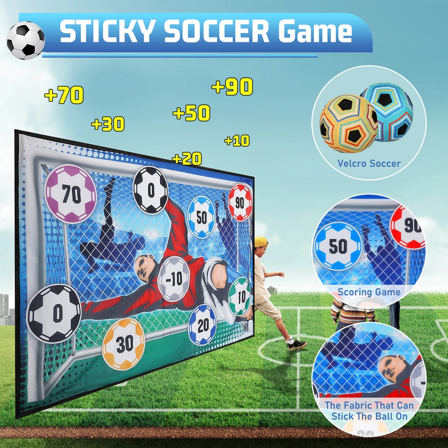 VATOS Football Soccer Sticky Goal Toy Shooting Score Practice Indoor Outdoor Sport Game Penalty Free Kick Training For Boys Gift
