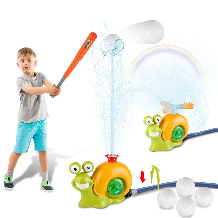 2 In 1 Snail Water Sprinkler Baseball Toy With 2 Sprinkler Nozzles 360 Rotating Spray Baseball Sprinkler Summer Water Toy For 4