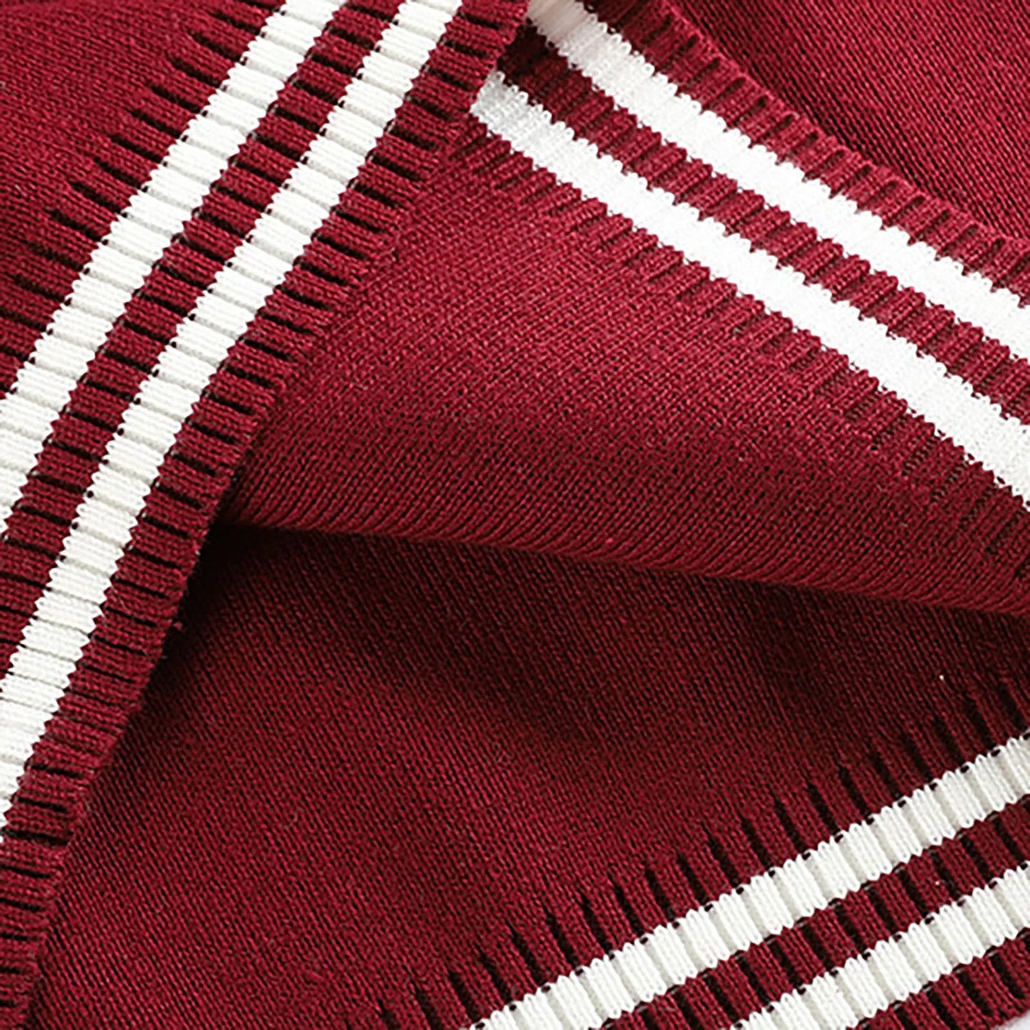 Fleece Jacket Children'S V Neck Contrasting Yarn Vest Boys' Knitted Vest Sweater Women'S High School Children'S Pom Sweater