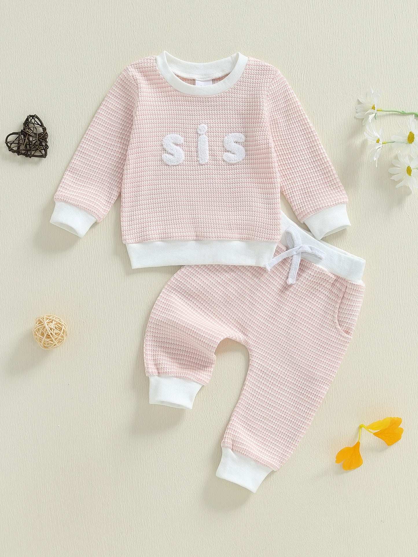 Infant Stylish Striped Ensemble Adorable Sweatshirt and Trousers 2 Piece Autumn Clothing Set with Embroidered Words