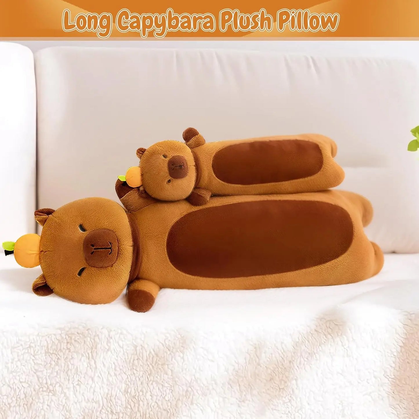 90cm/110cm Kawaii Giant Long Capybara Plush Cartoon Pillow Soft Stuffed Animals Cartoon Toys Babys Accompany Sleeping Doll