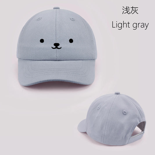 Cartoon Bear Baby Baseball Cap Cute Solid Color Toddler Sun Hat with Ears Summer Adjustable Kids Boy Girl Peaked Cap