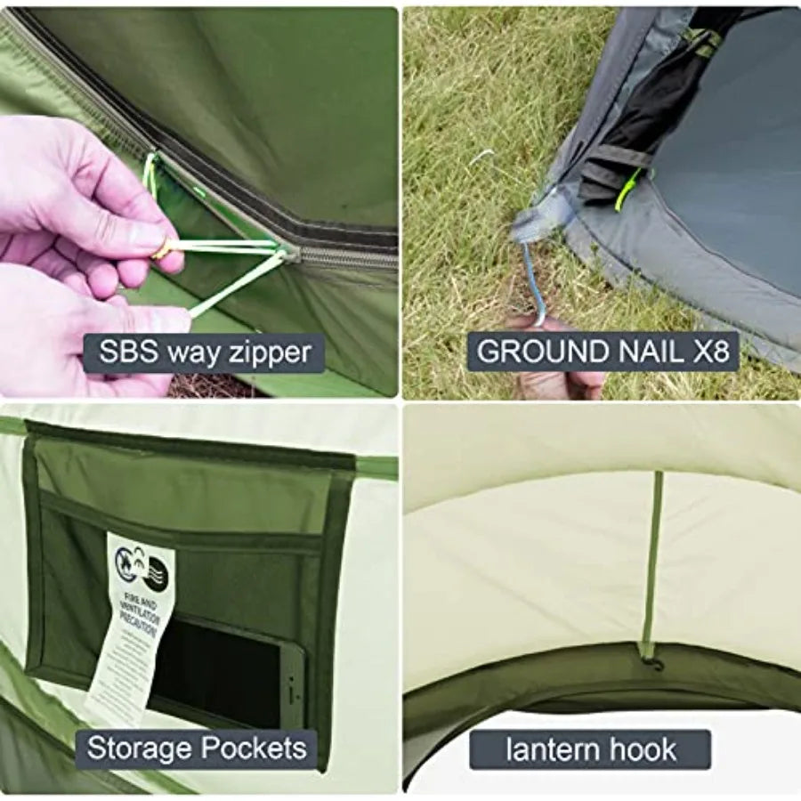 4 Person Easy Pop Up Tent Waterproof Automatic Setup 2 DoorsInstant Family Tents for Camping Hiking Traveling