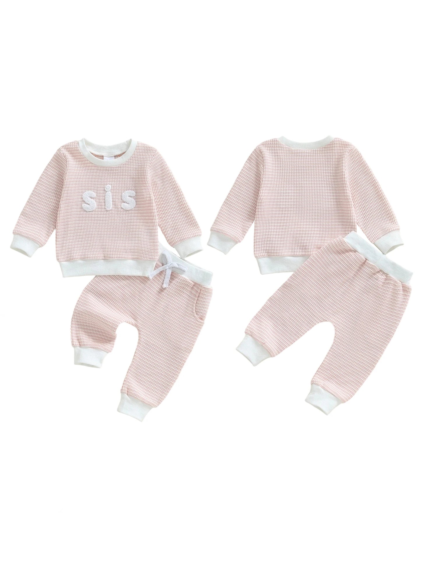 Infant Stylish Striped Ensemble Adorable Sweatshirt and Trousers 2 Piece Autumn Clothing Set with Embroidered Words