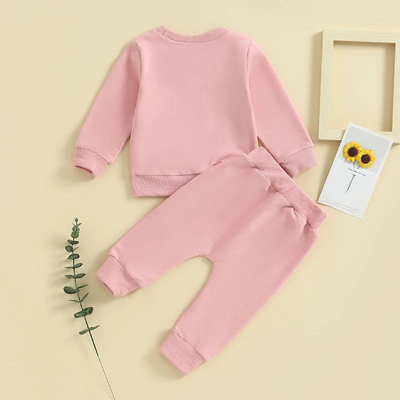 Lioraitiin Toddler Baby Boy Girl Clothes Auntie s Little Bestie Long Sleeve Crewneck Sweatshirt Jogger Pants Set