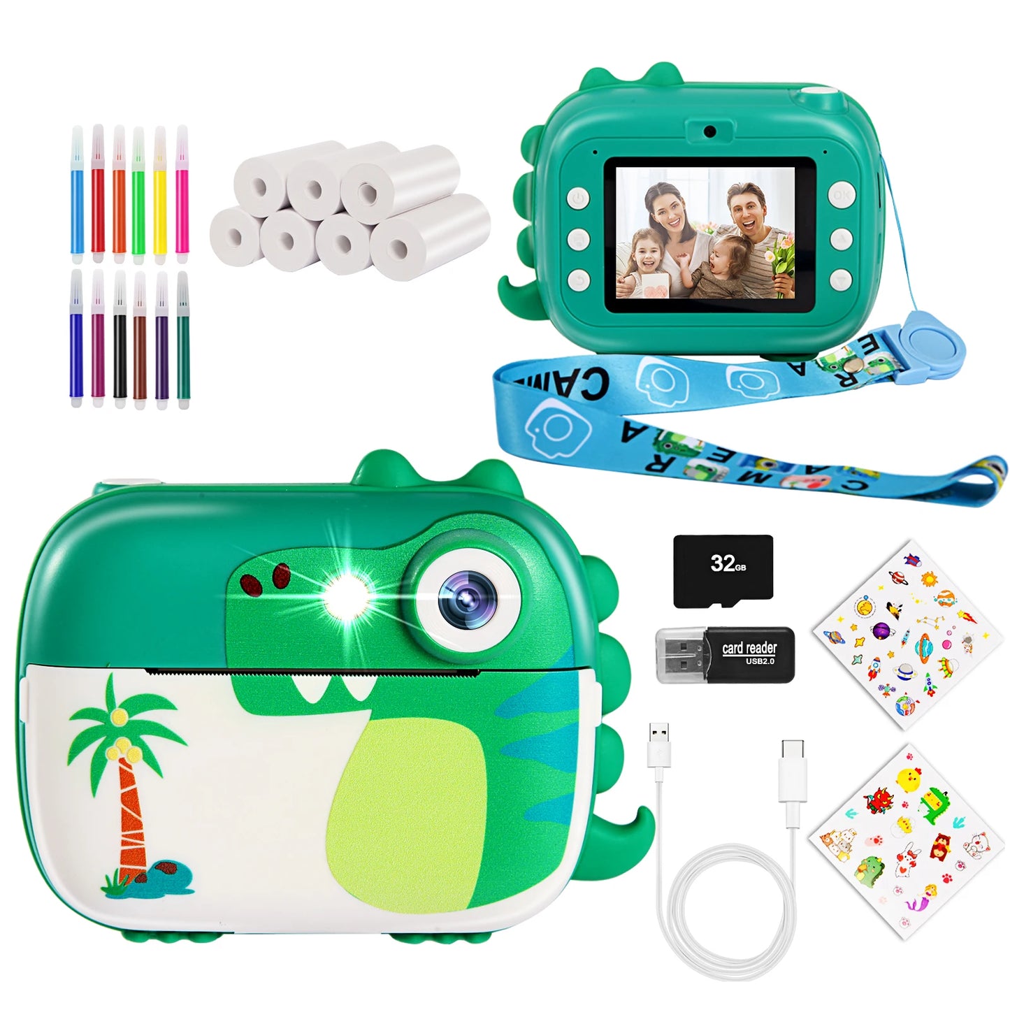 ARNSSIEN Kids Camera Instant Print, 1080P Camera for Kids with 7 Rolls Instnat Paper, Kids Toys for Ages 3-14, Christmas Birthday