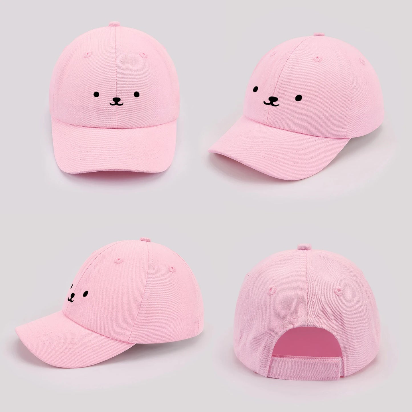 Cartoon Bear Baby Baseball Cap Cute Solid Color Toddler Sun Hat with Ears Summer Adjustable Kids Boy Girl Peaked Cap